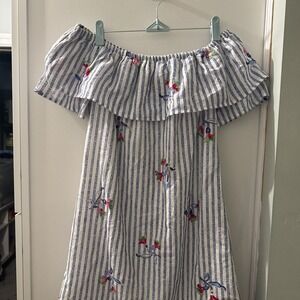 Miss Kelly 1999 Shift Dress Off Shoulder Sleeves Embroidered S/M